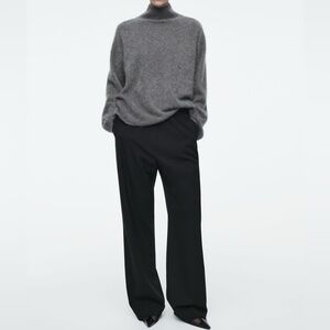 COS ELASTICATED WAIST TAILORED WOOL PANTS, SIZE US 4, NWT, BLACK, COOL